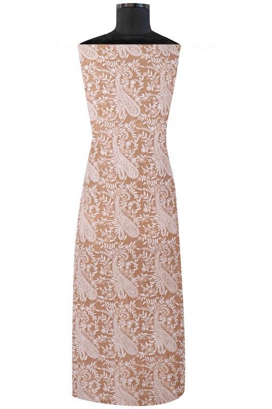 Ada Hand Embroidered Fawn Pure Georgette Lucknowi Chikan Unstitched Suit Piece A360354