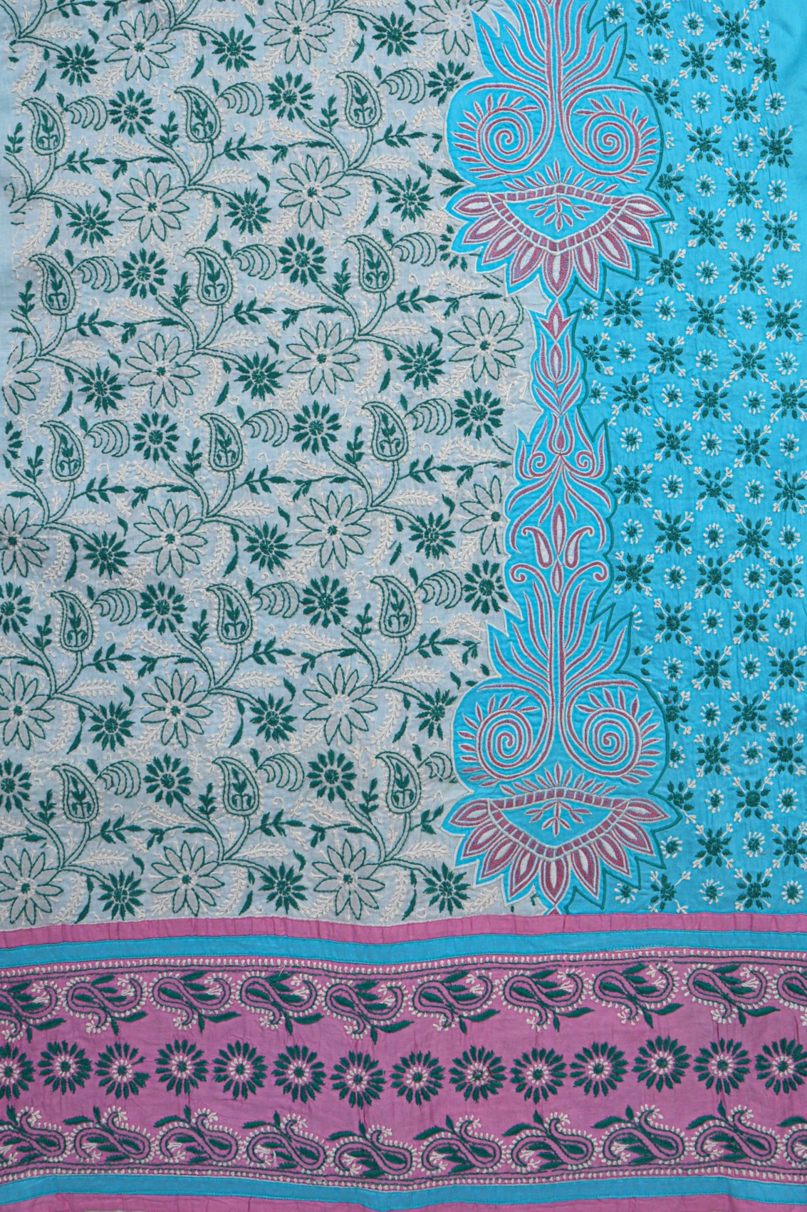 Ada Hand Embroidered White Cotton Lucknowi Chikankari Unstitched Suit Piece A10757