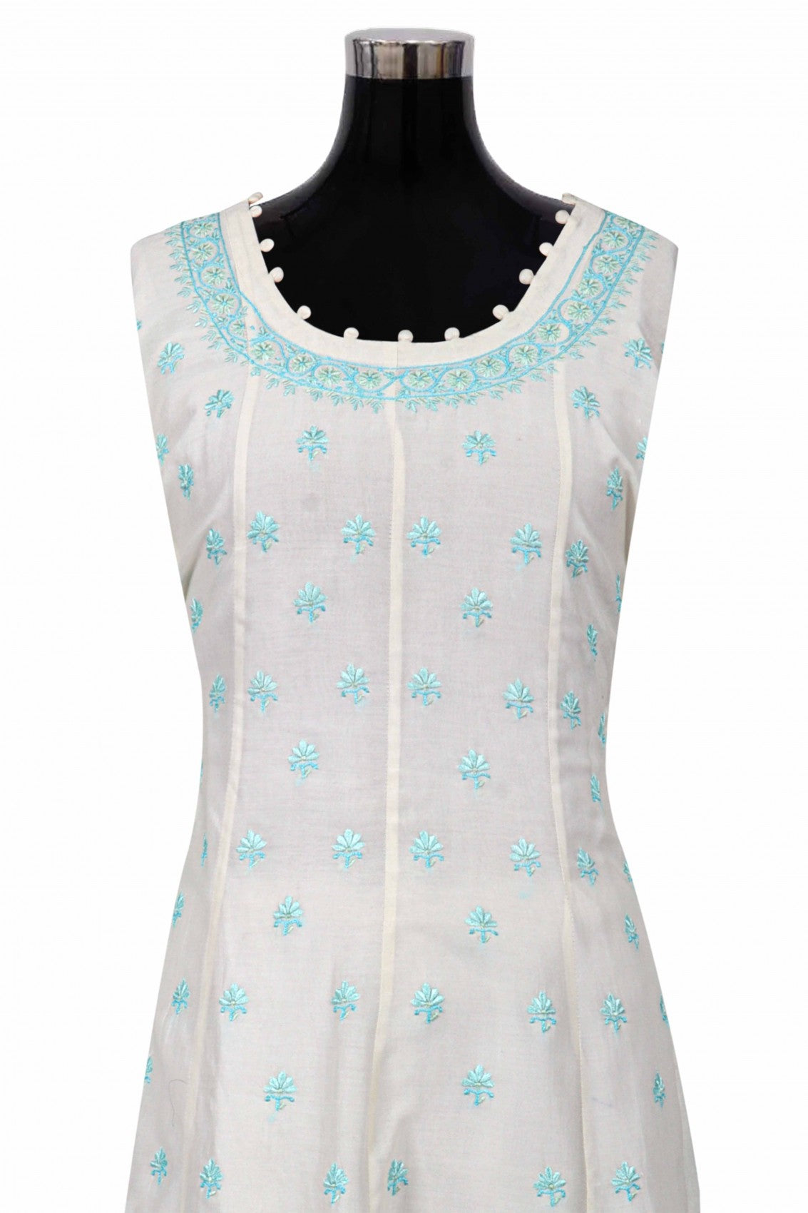 Ada Hand Embroidered Off White Silk Lucknowi Chikankari Semi-Stitched Anarkali Kurta Piece A422554