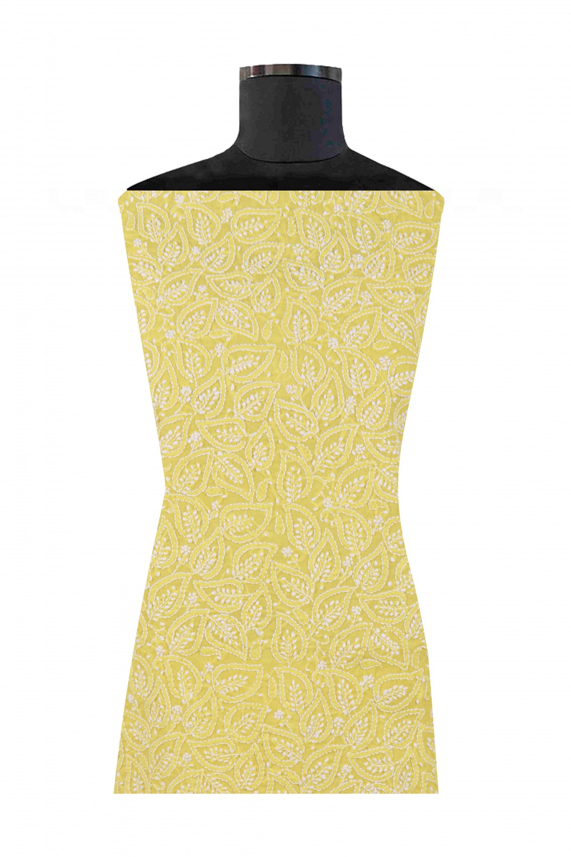 Ada Hand Embroidered Yellow Cotton Lucknowi Chikankari Unstitched Suit Piece 01A137314