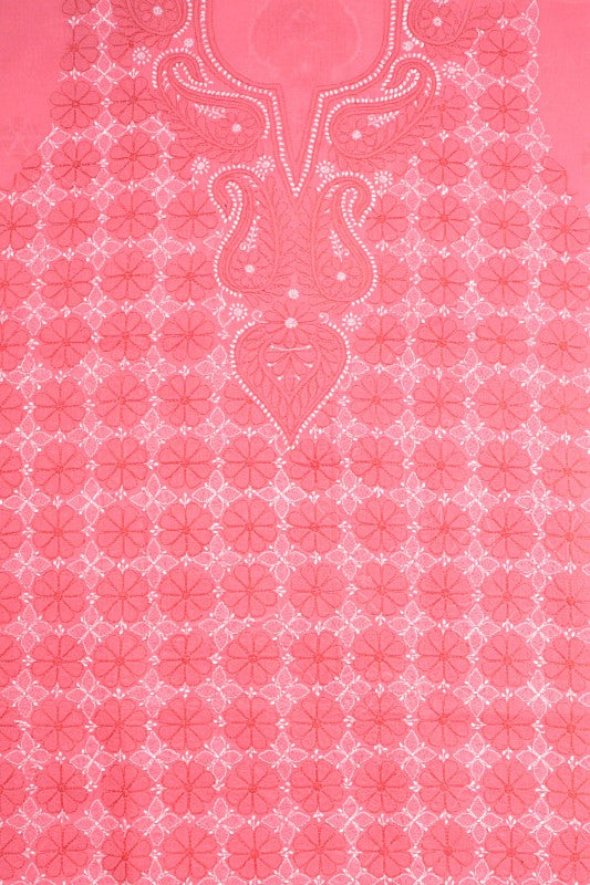 Ada Hand Embroidered Pink Cotton Lucknowi Chikankari Unstitched Suit Piece 01A1943
