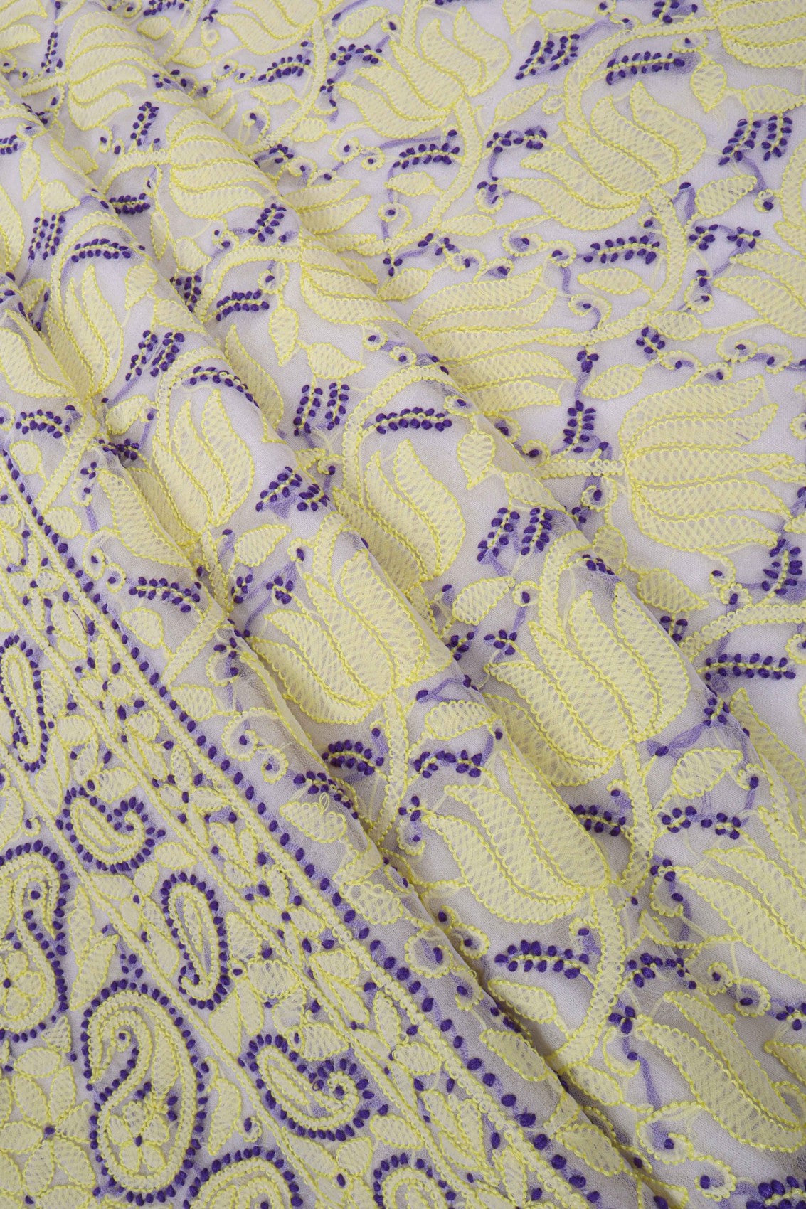 Ada Hand Embroidered White Georgette Lucknowi Chikankari Unstitched Suit Piece 01A24375