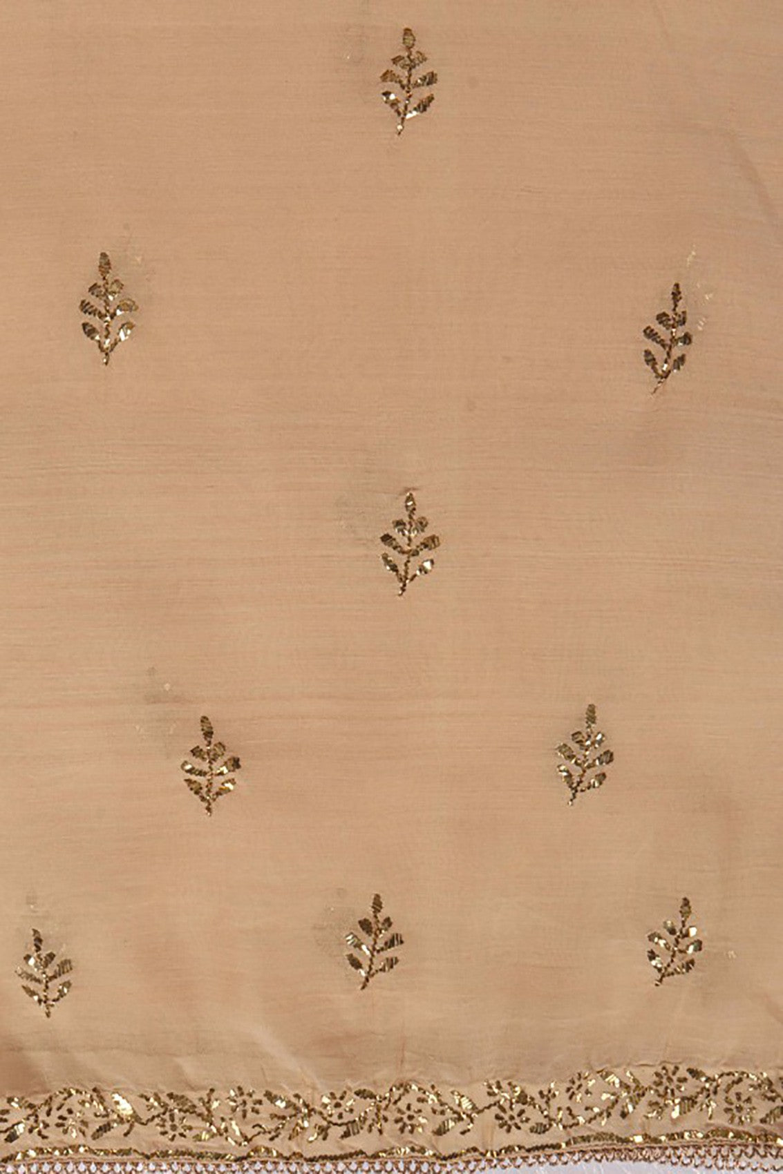Ada Hand Embroidered Fawn Chanderi Lucknowi Chikankari Unstitched Suit Piece With Gota Patti Work A507952
