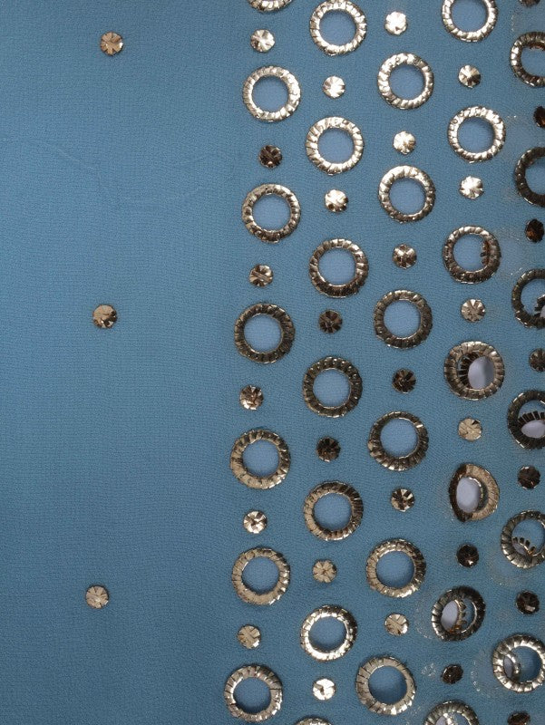 Ada Hand Embroidered Maya Blue Pure Georgette Lucknowi Chikankari Saree/Blouse with Muqaish Work A621526