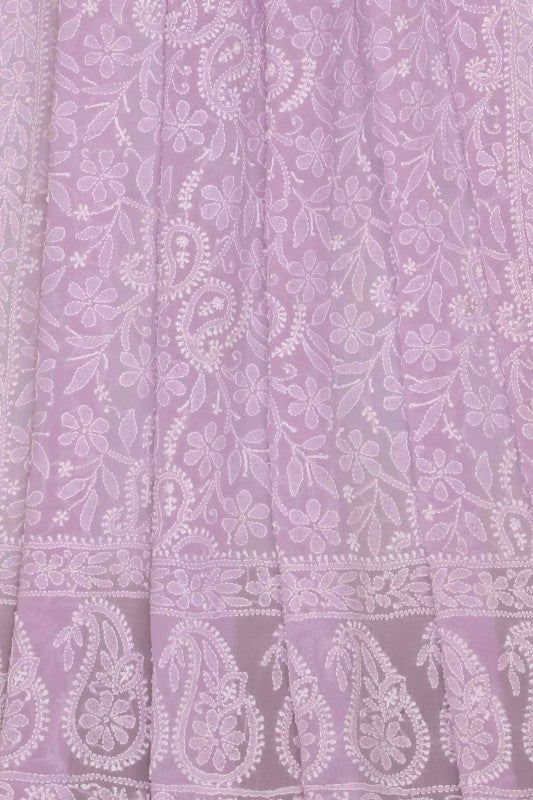 Ada Hand Embroidered Mauve Pure Georgette Lucknowi Chikankari Dupatta A599257