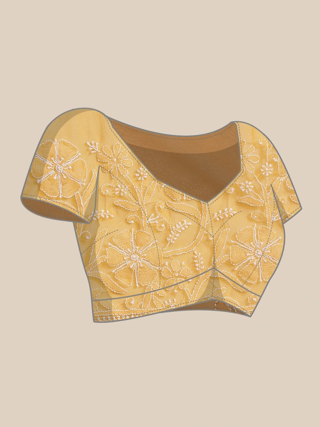 Ada Hand Embroidered Mustard Georgette Lucknow Chikan Saree With Blouse- A311308