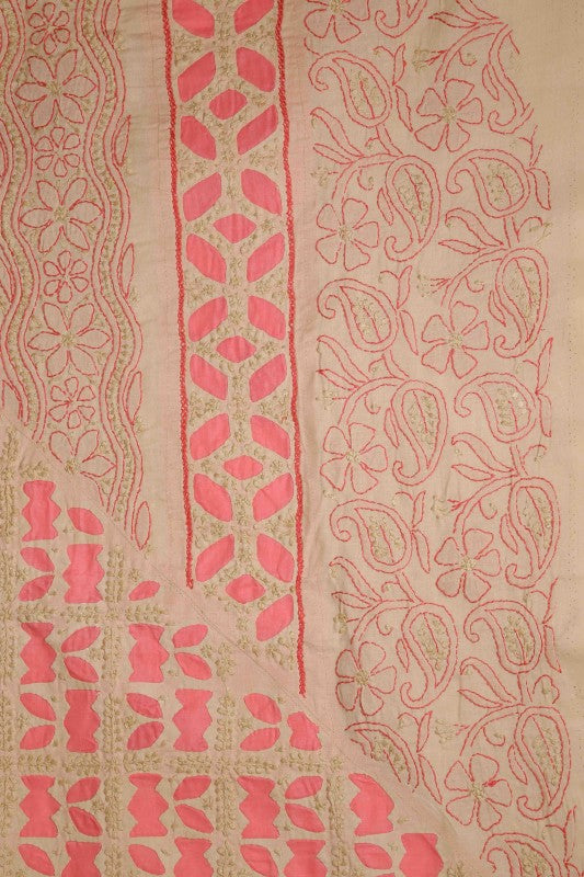 Ada Hand Embroidered Fawn Cotton Lucknowi Chikan Unstitched Suit Piece A619249