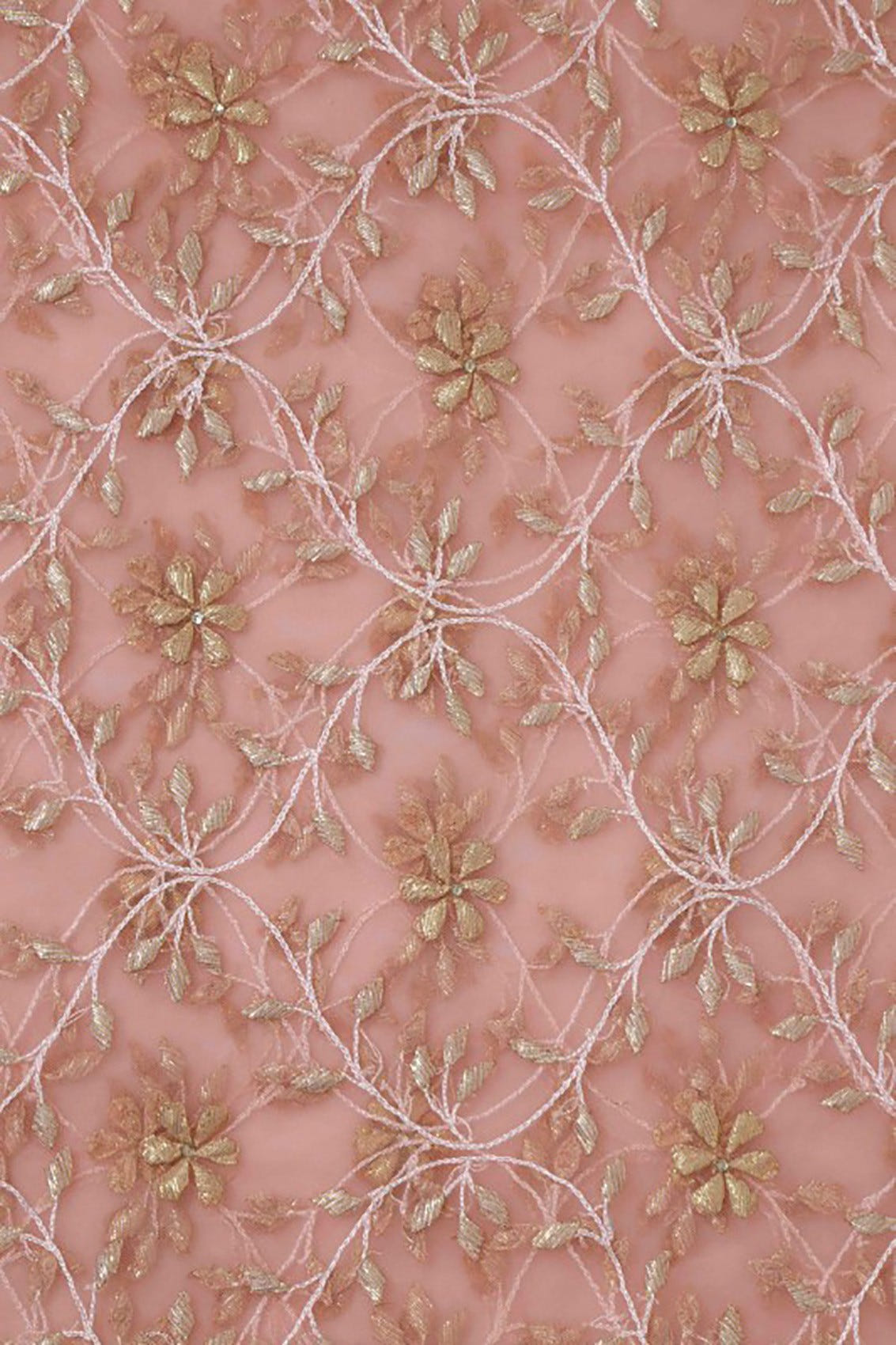 Ada Hand Embroidered Dusty Pink Net Lucknowi Chikankari Dupatta With Gota Patti Work A600706