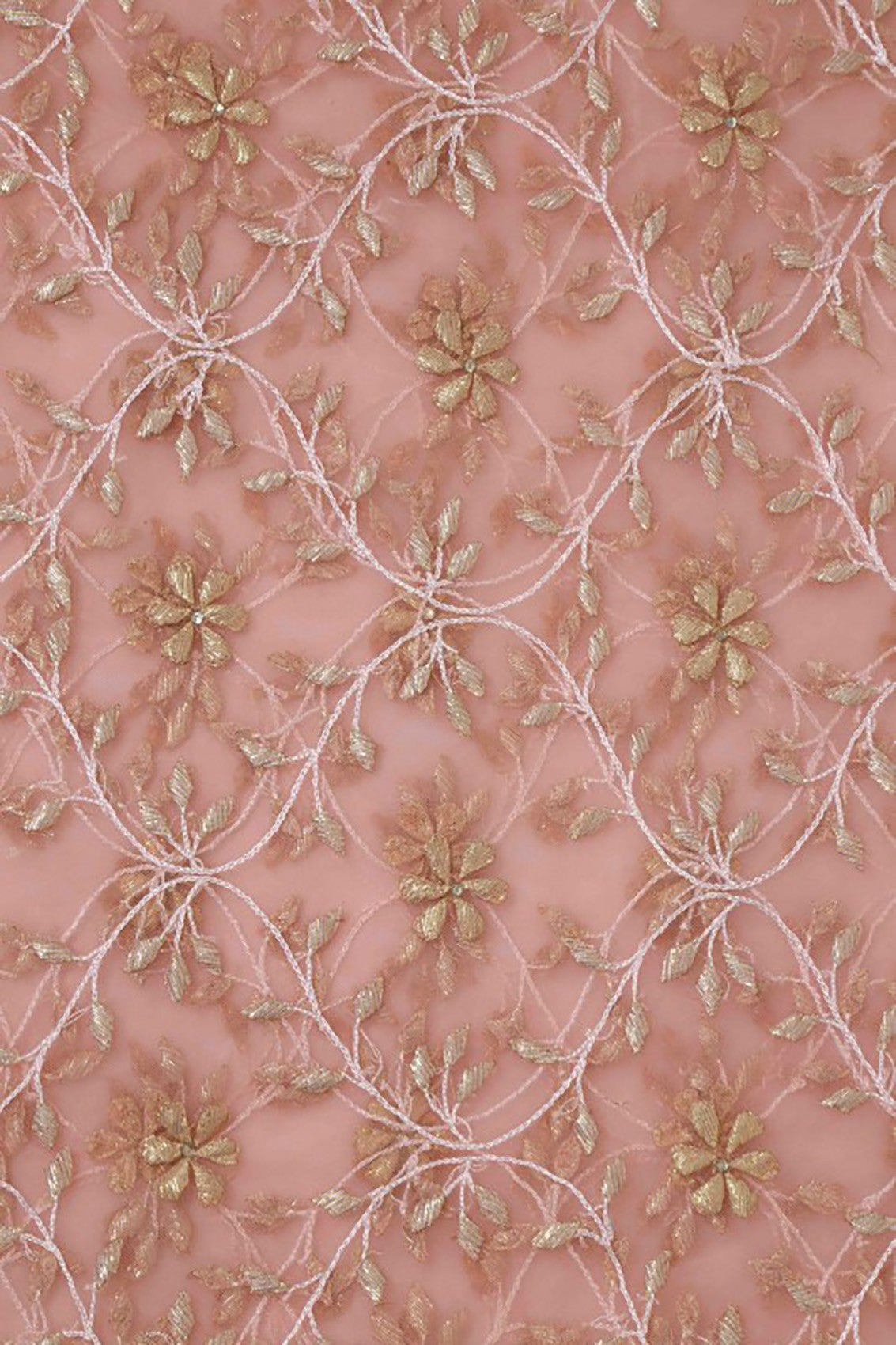 Ada Hand Embroidered Dusty Pink Net Lucknowi Chikankari Dupatta With Gota Patti Work A600706