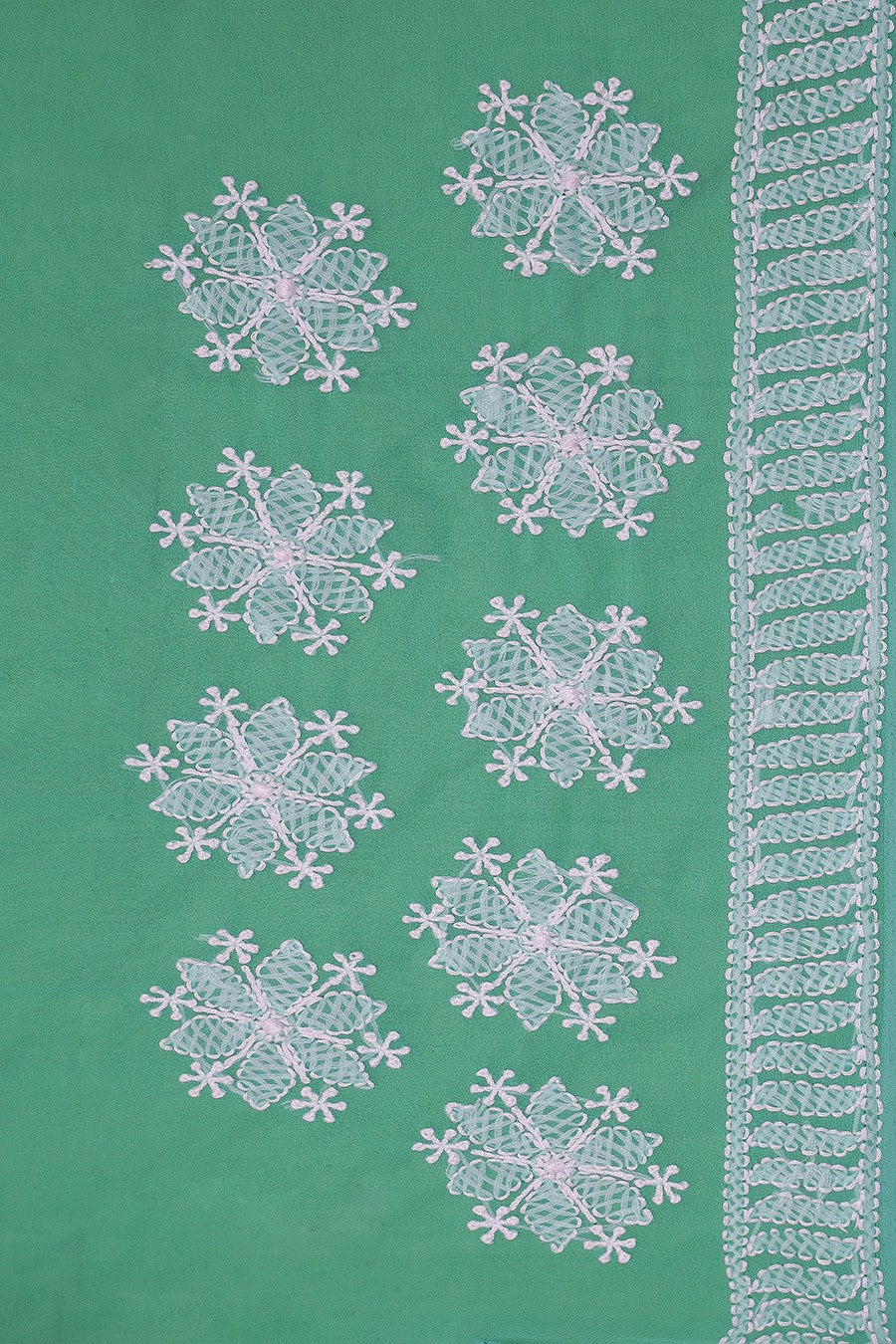Ada Hand Embroidered Green Georgette Lucknowi Chikankari Saree with Blouse A621564