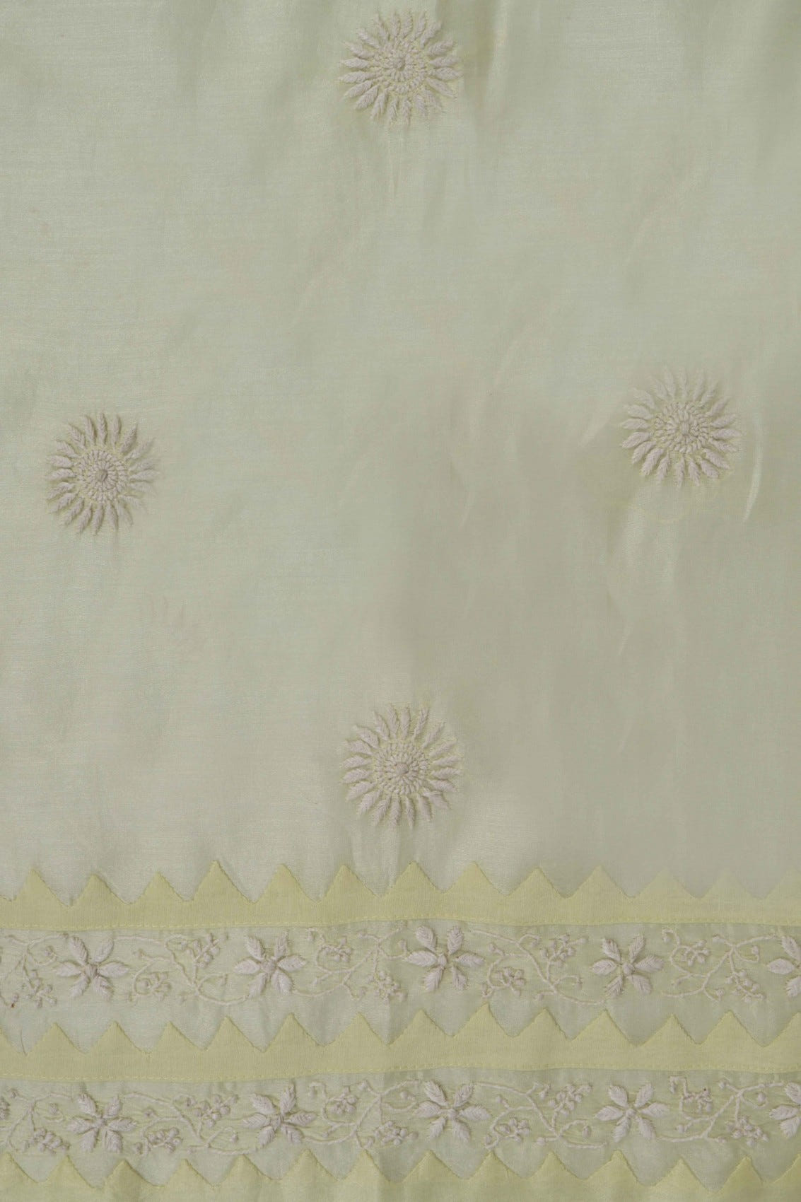 Ada Hand Embroidered Lemon Chanderi Lucknowi Chikankari Semi-Stitched Anarkali Kurta Dupatta Set A497281