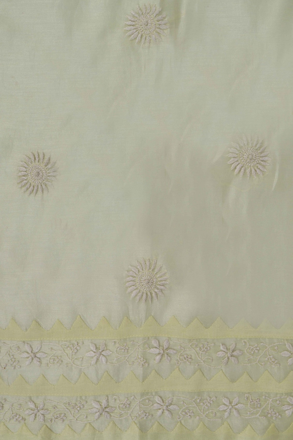Ada Hand Embroidered Lemon Chanderi Lucknowi Chikankari Semi-Stitched Anarkali Kurta Dupatta Set A497281