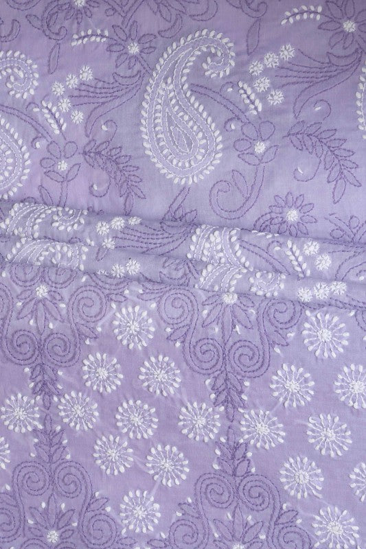 Ada Hand Embroidered Mauve Cotton Lucknowi Chikan Unstitched Suit Piece-A211111