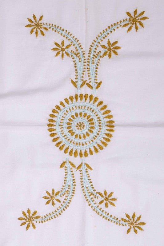 Ada Hand Embroidered White Cotton Lucknowi Chikankari Table Cover - A198525