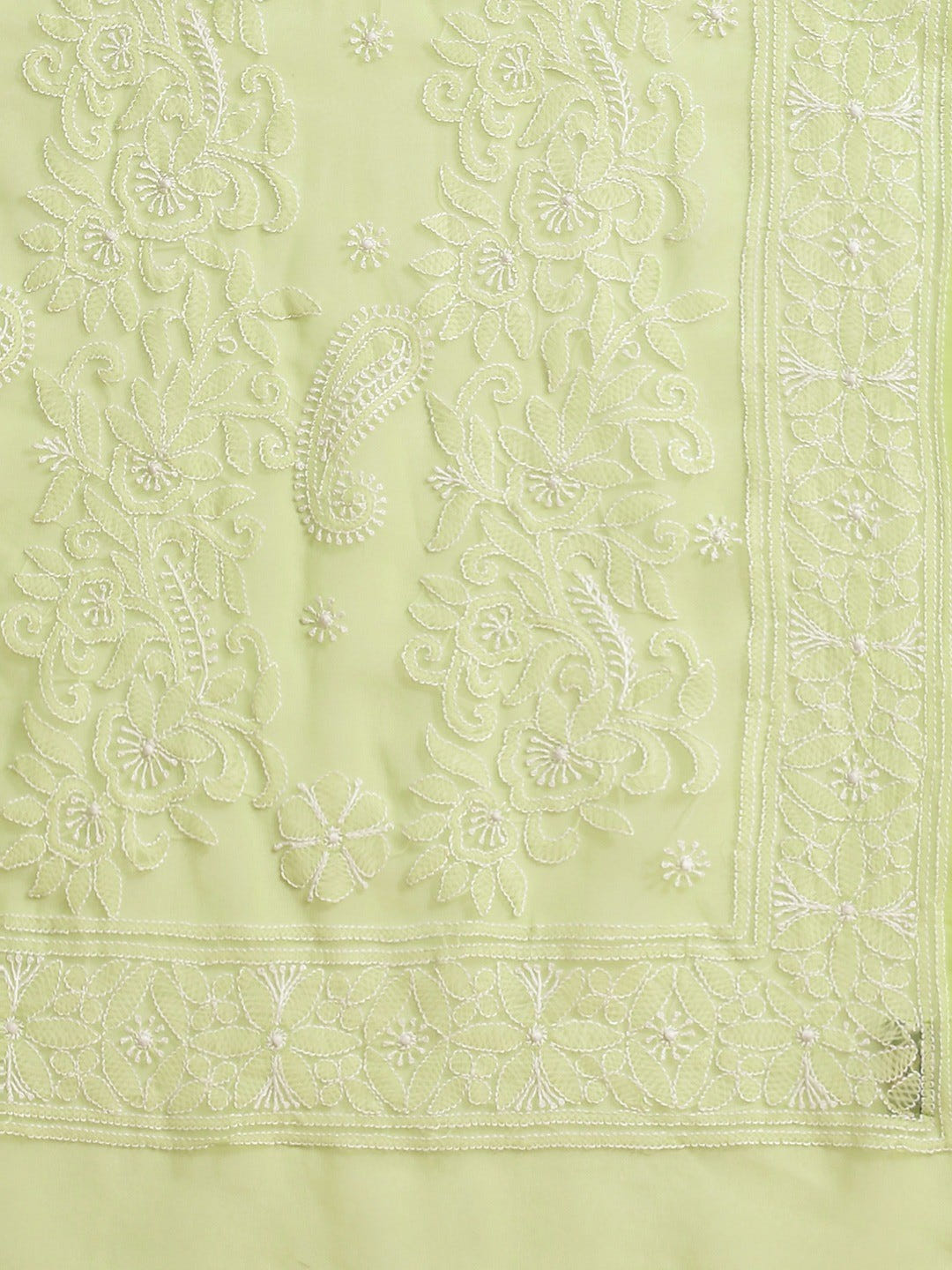 Ada Hand Embroidered Green Georgette Lucknowi Chikankari Saree with Blouse A311310