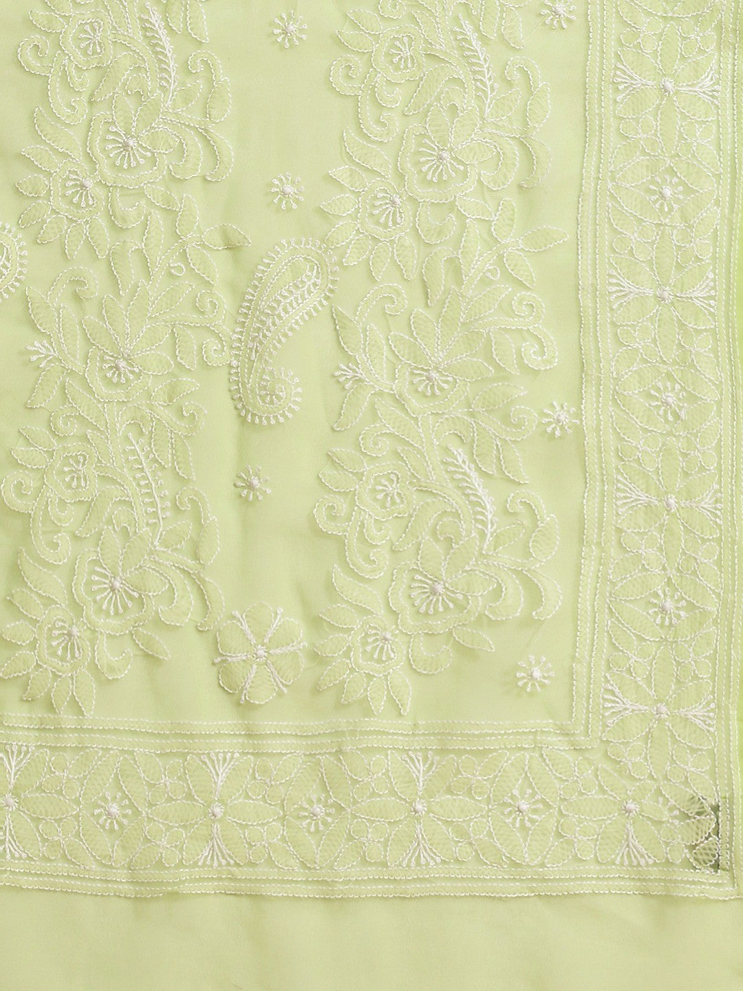 Ada Hand Embroidered Green Georgette Lucknowi Chikankari Saree with Blouse A311310
