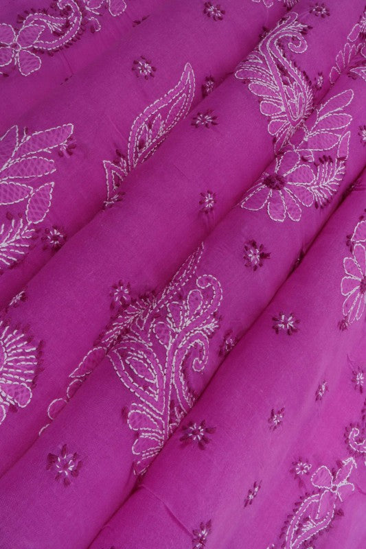 Ada Hand Embroidered Mauve Cotton Lucknowi Chikankari Saree With Blouse A613146