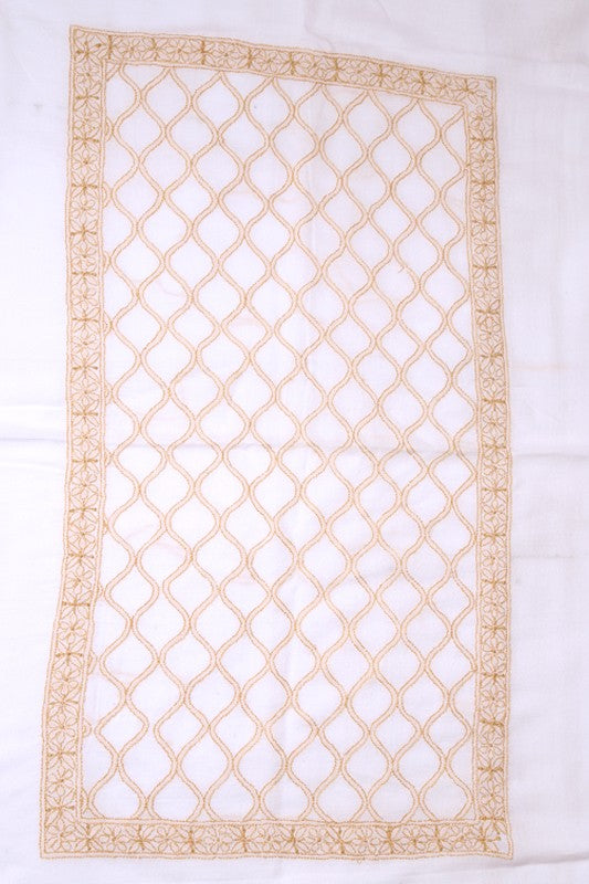 Ada Hand Embroidered White Cotton Lucknowi Chikankari Table Cover A475723