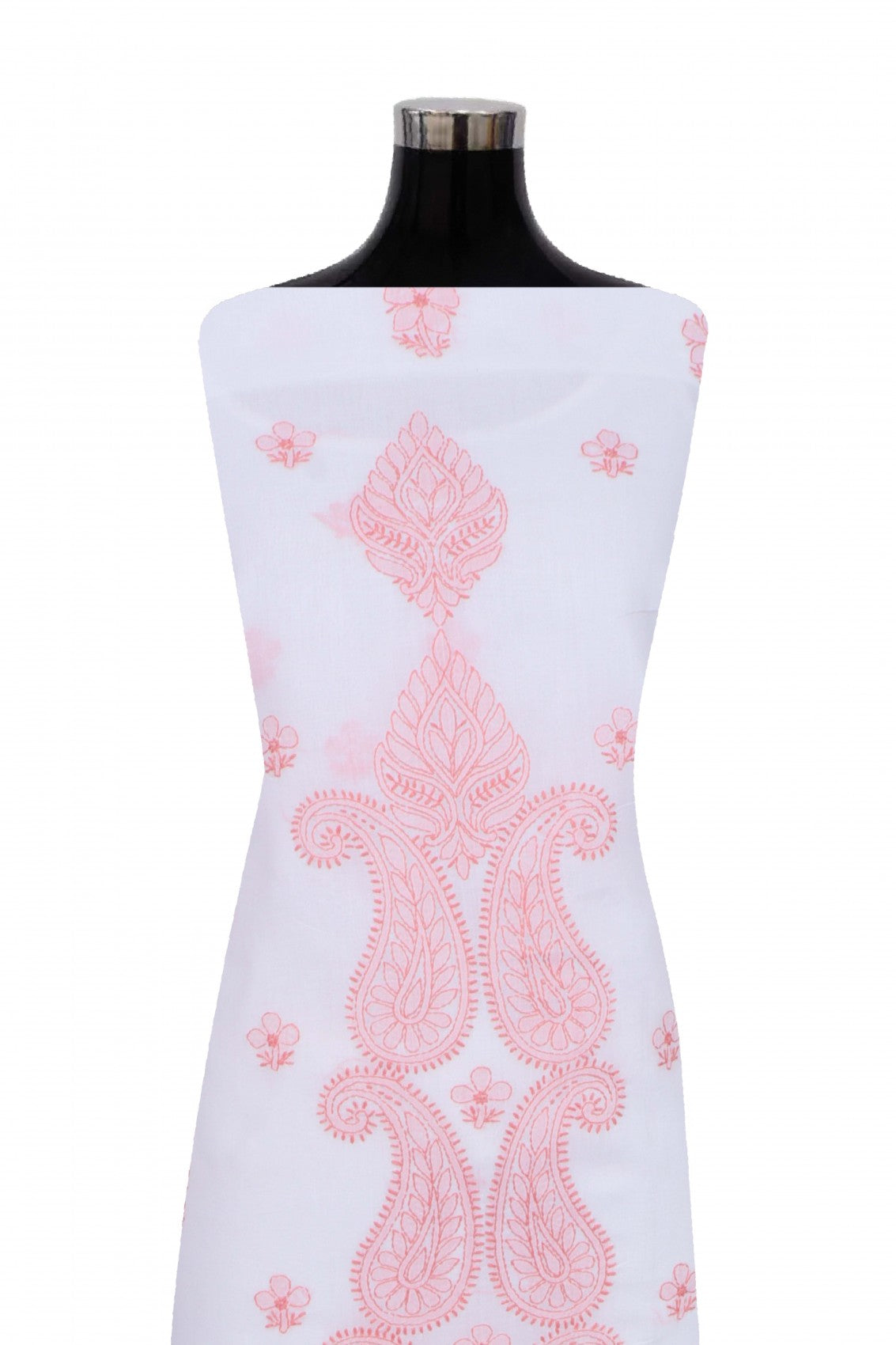 Ada Hand Embroidered White Cotton Lucknowi Chikankari Unstitched Suit Piece 01A215119