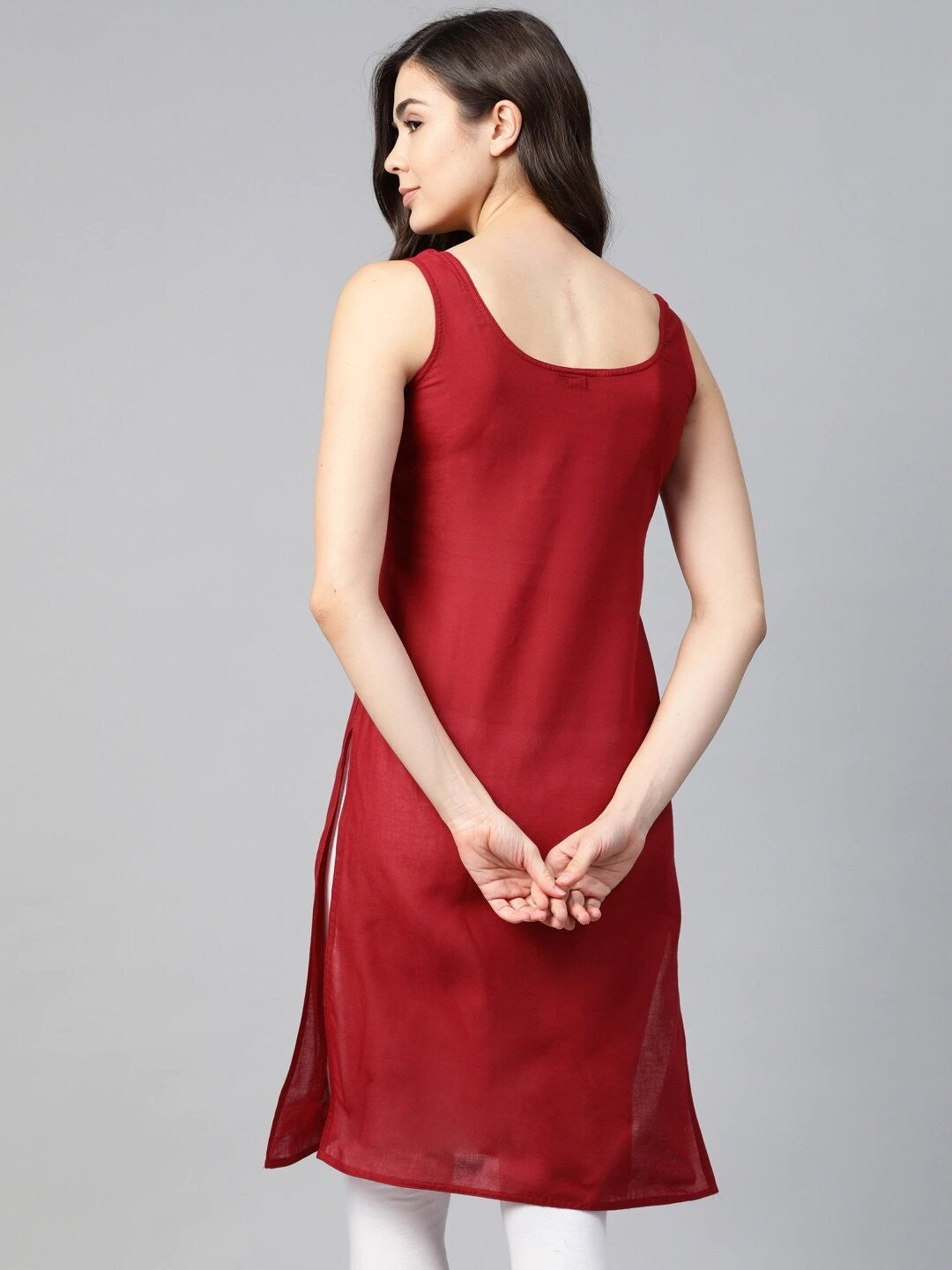 Ada Black and Maroon Cotton Long Slips Combo of 2 A111129.