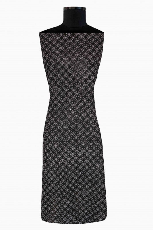Ada Hand Embroidered Black Georgette Lucknowi Chikan Unstitched Kurta Piece With Sequinned Work A247858