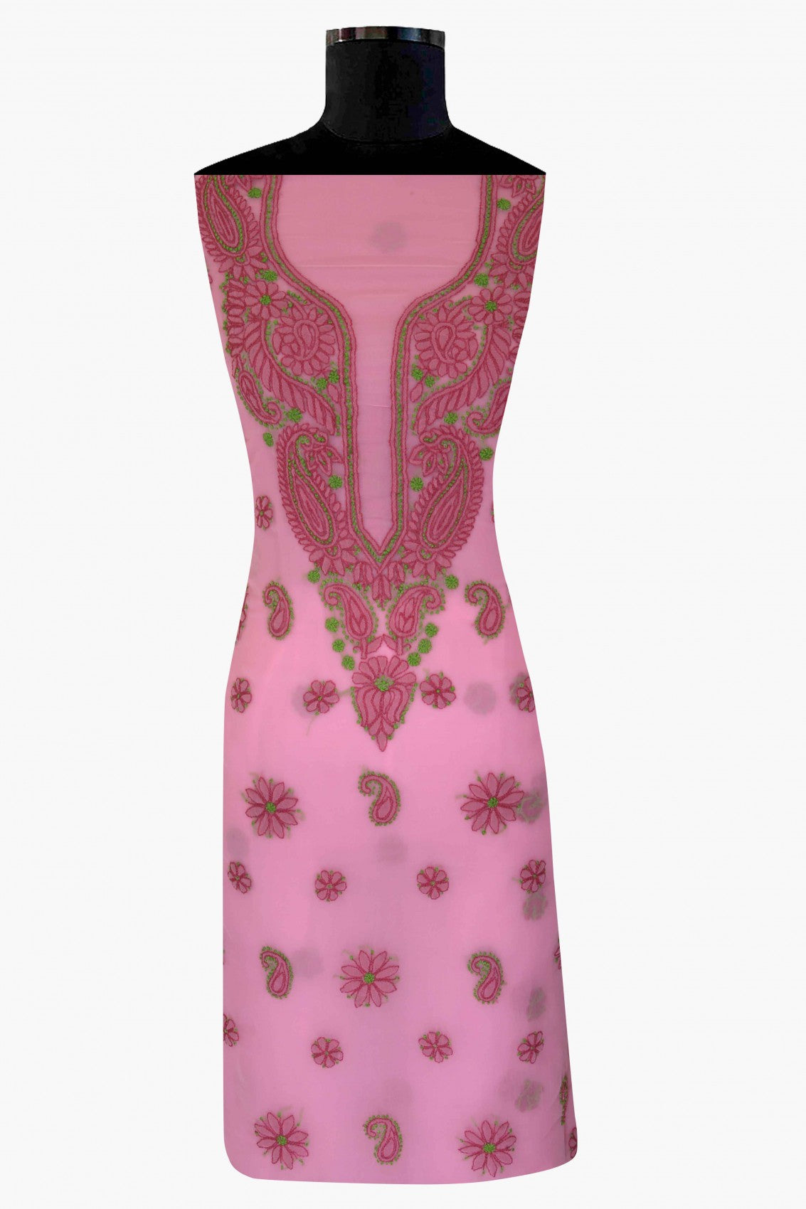 Ada Hand Embroidered Pink Georgette Lucknowi Chikankari Unstitched Suit Piece A211195