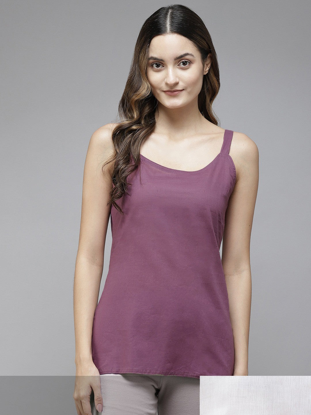 Ada White & Purple Cotton Short Slips Combo of 2 A111180.