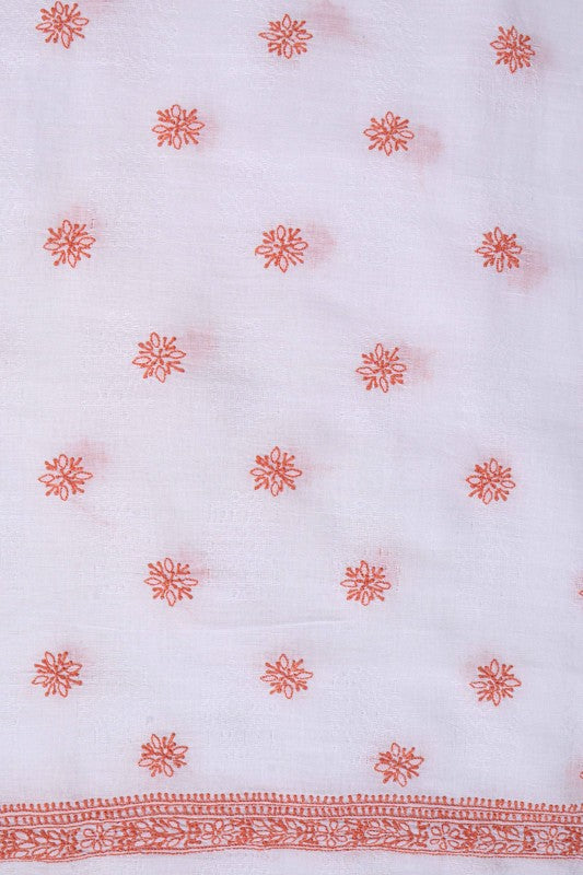 Ada Hand Embroidered White Linen Lucknowi Chikankari Unstitched Men's Kurta Piece A131029
