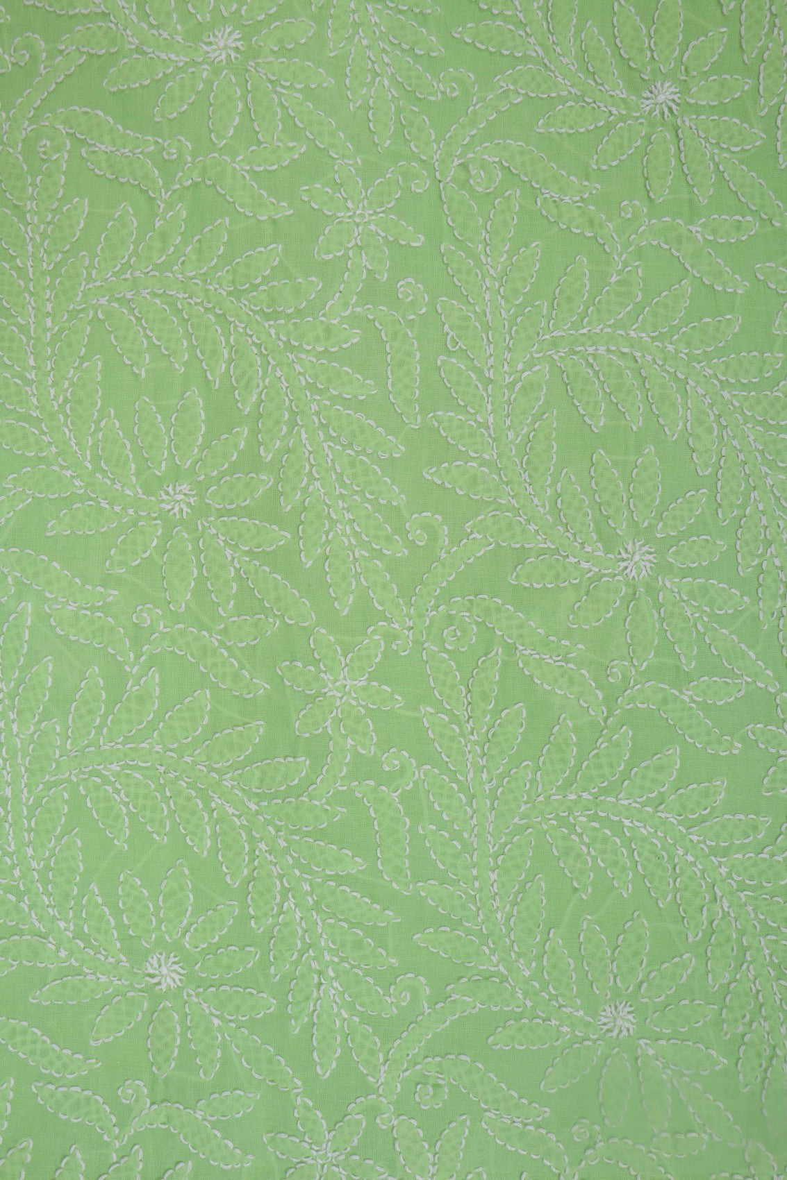 Ada Hand Embroidered Green Cotton Lucknowi Chikankari Unstitched Suit Piece 01A169959
