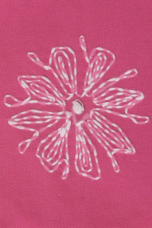 Ada Hand Embroidered Pink Georgette Lucknowi Chikankari Table Coaster-A630868
