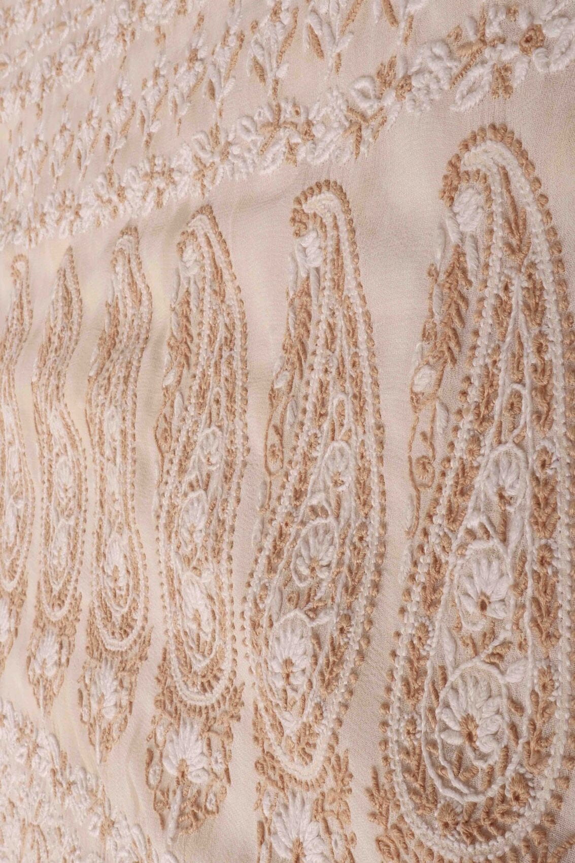 Ada Hand Embroidered Cream Pure Georgette Lucknowi Chikankari Saree with Blouse A275184