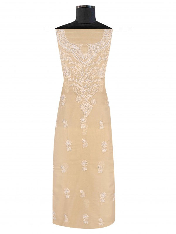 Ada Hand Embroidered Fawn Georgette Lucknowi Chikan Unstitched Suit Piece A615225