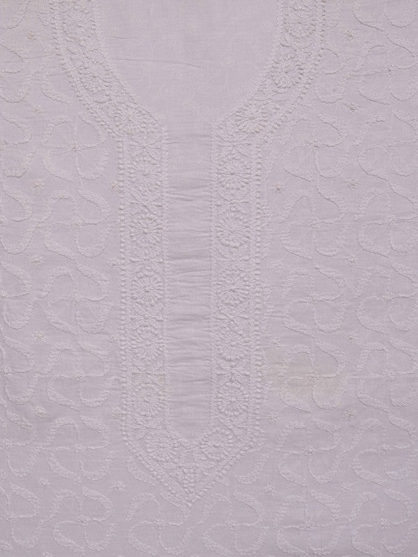 Ada Hand Embroidered White Cotton Lucknowi Chikankari Unstitched Men's Kurta Piece A617088