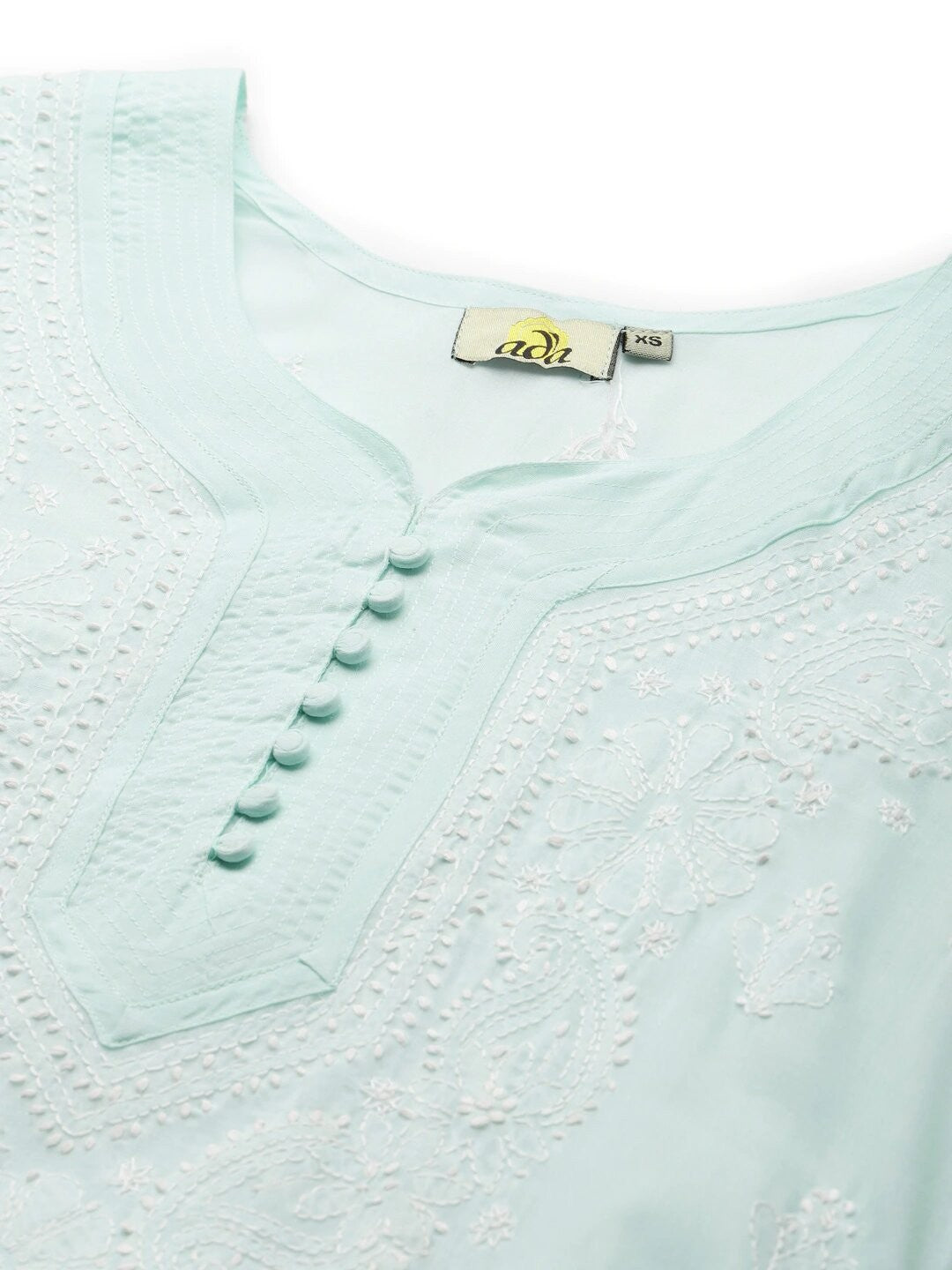 Ada Hand Embroidered Sea Green Cotton Lucknowi Chikankari Straight Kurta A236281