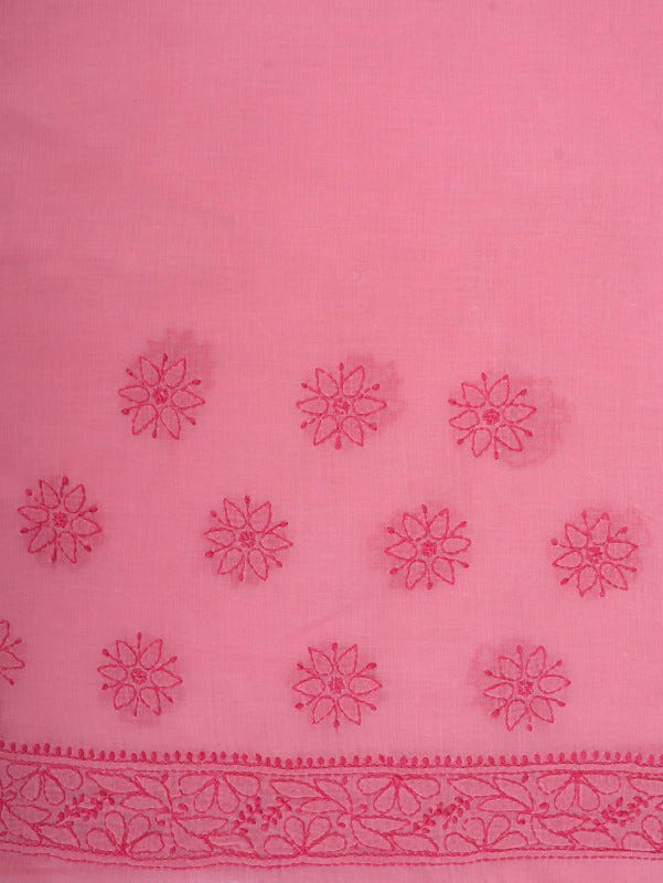 Ada Hand Embroidered Pink Cotton Lucknowi Chikankari Saree with Blouse A590179