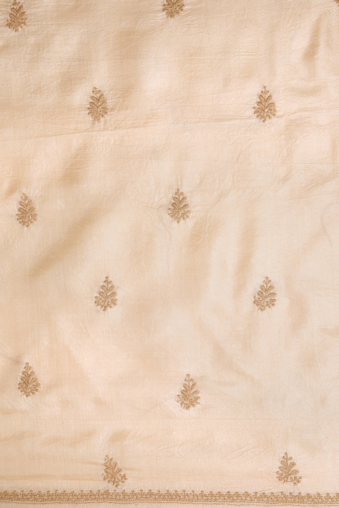 Ada Hand Embroidered Natural Fawn Silk Lucknowi Chikankari Men's Kurta Piece 01A328160