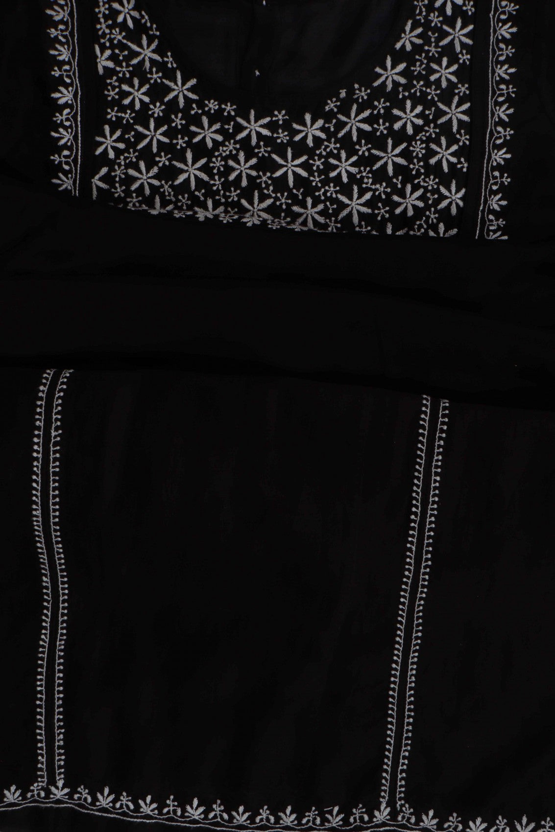 Ada Hand Embroidered Black Chanderi Lucknowi Chikankari Semi-Stitched Anarkali Kurta Dupatta Set 01A216284
