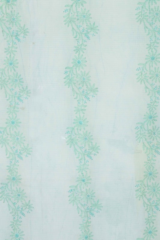 Ada Hand Embroidered Sea Green Kota Lucknowi Chikankari Curtain A37797