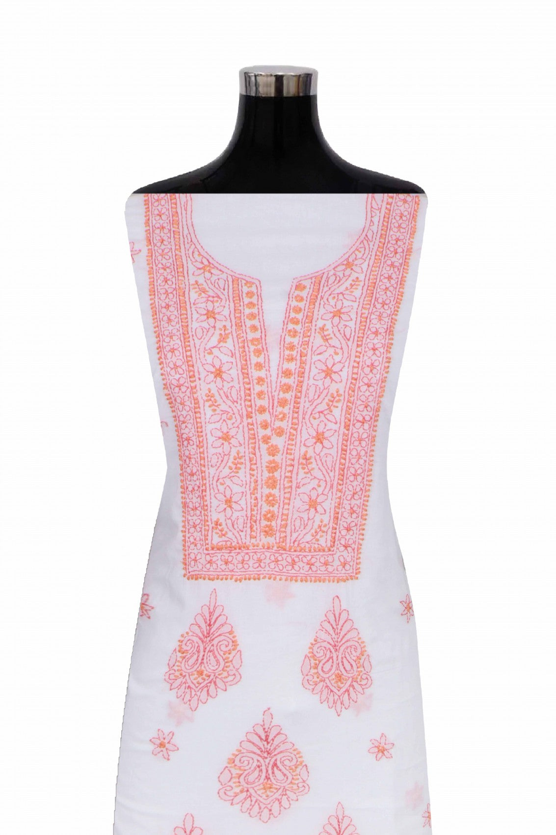 Ada Hand Embroidered White Cotton Lucknowi Chikankari Unstitched Suit Piece 01A275104