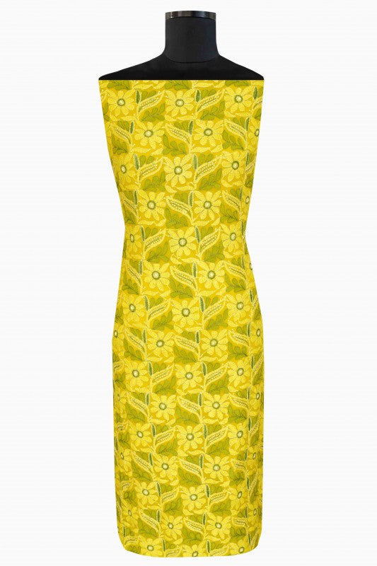 Ada Hand Embroidered Yellow Georgette Lucknowi Chikan Unstitched Kurta Piece A611834