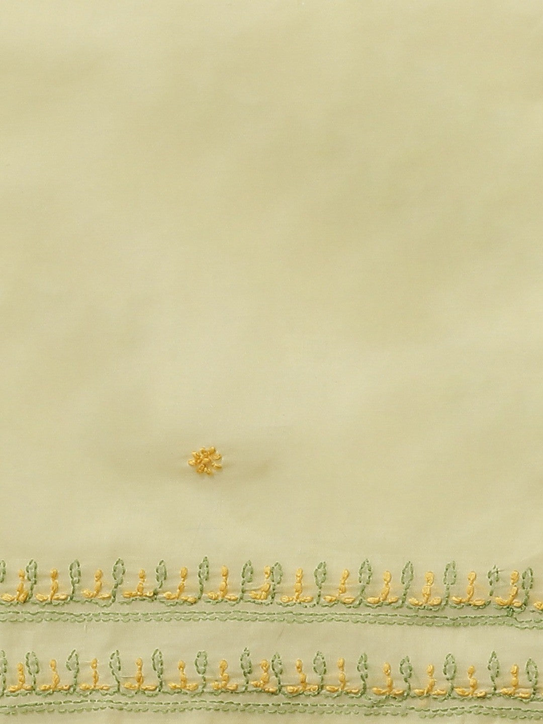 Ada Hand Embroidered Lemon Cotton Lucknow Chikan Saree With Blouse- A311314