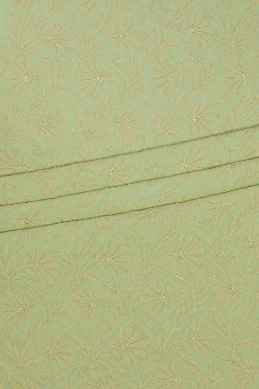 Ada Hand Embroidered Pista Green Georgette Lucknowi Chikan Unstitched Kurta Dupatta Set A611679