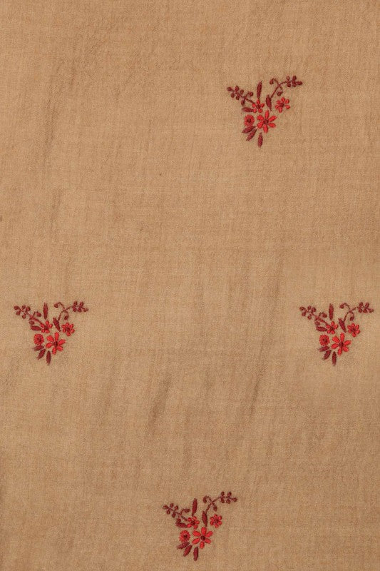 Ada Hand Embroidered Fawn Pashmina Lucknow Chikan Woolen Stole -A222655