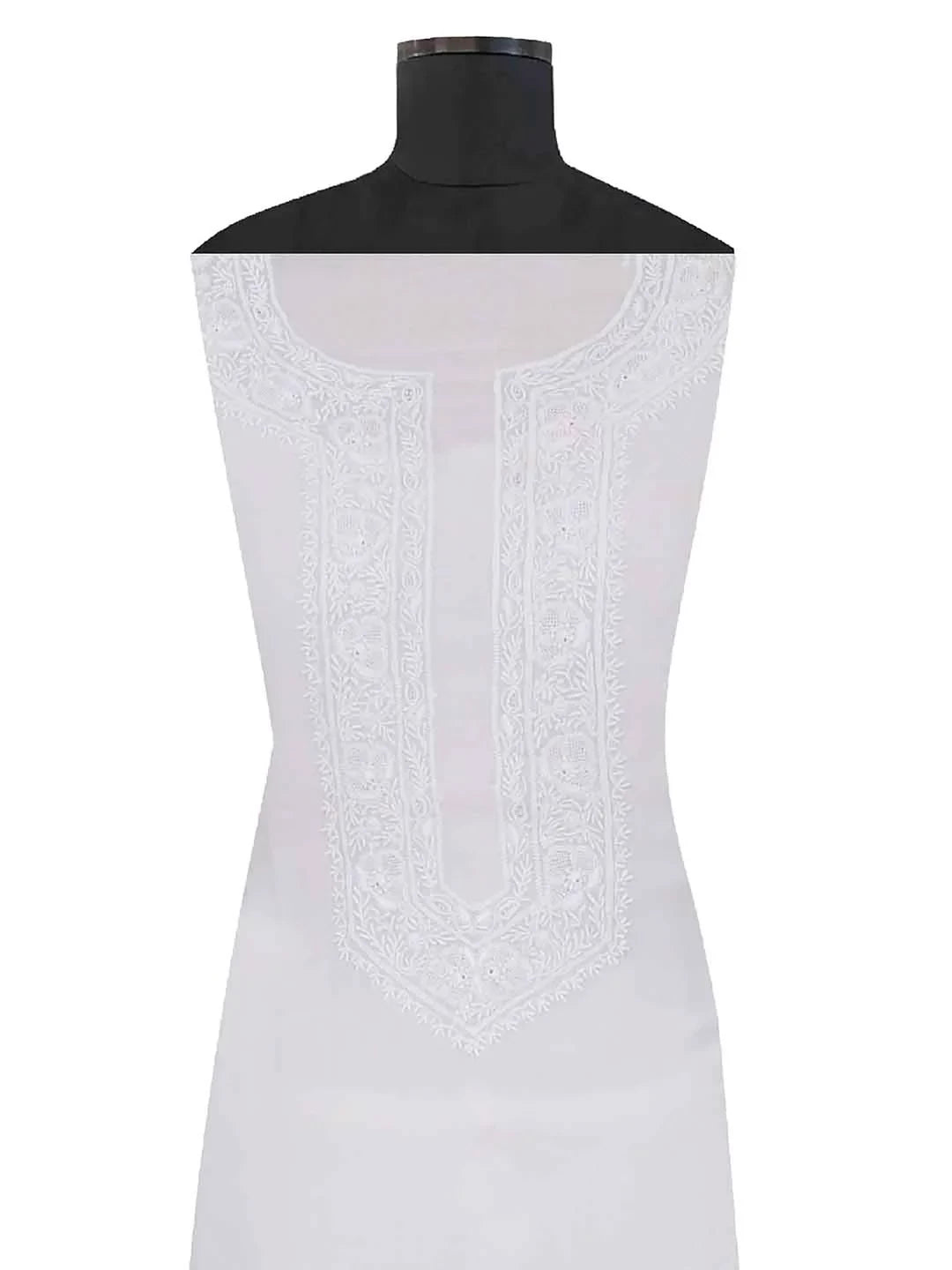 Ada Hand Embroidered White Pure Georgette Lucknowi Chikankari Unstitched Kurta Piece A306199