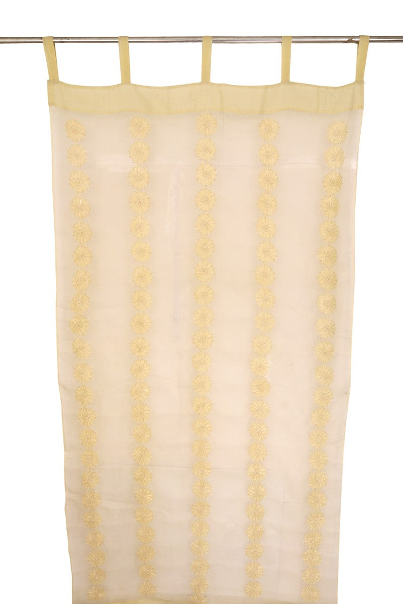Ada Hand Embroidered Fawn Kota Lucknowi Chikankari Curtain- A575839