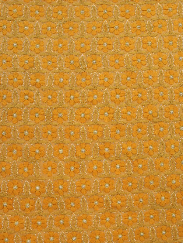 Ada Hand Embroidered Yellow Georgette Lucknowi Chikankari Unstitched Suit Piece A566767