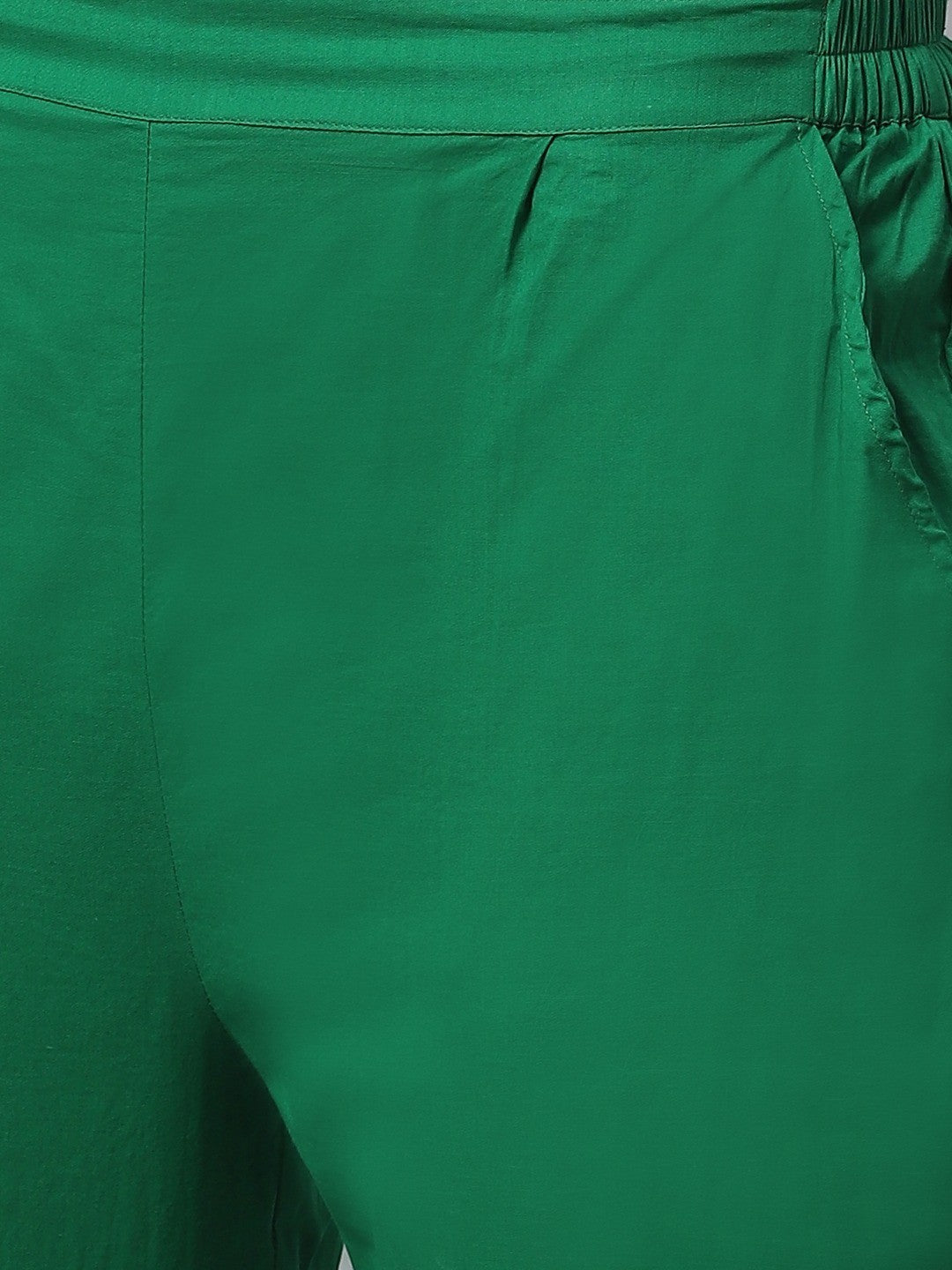 Ada Hand Embroidered Green Cotton Lucknowi Chikankari Straight Kurta With Trouser Set A100332