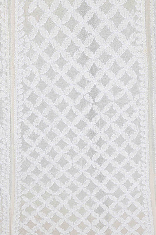 Ada Hand Embroidered White Pure Georgette Lucknowi Chikankari Unstitched Lehenga Skirt (Only Skirt) A578311
