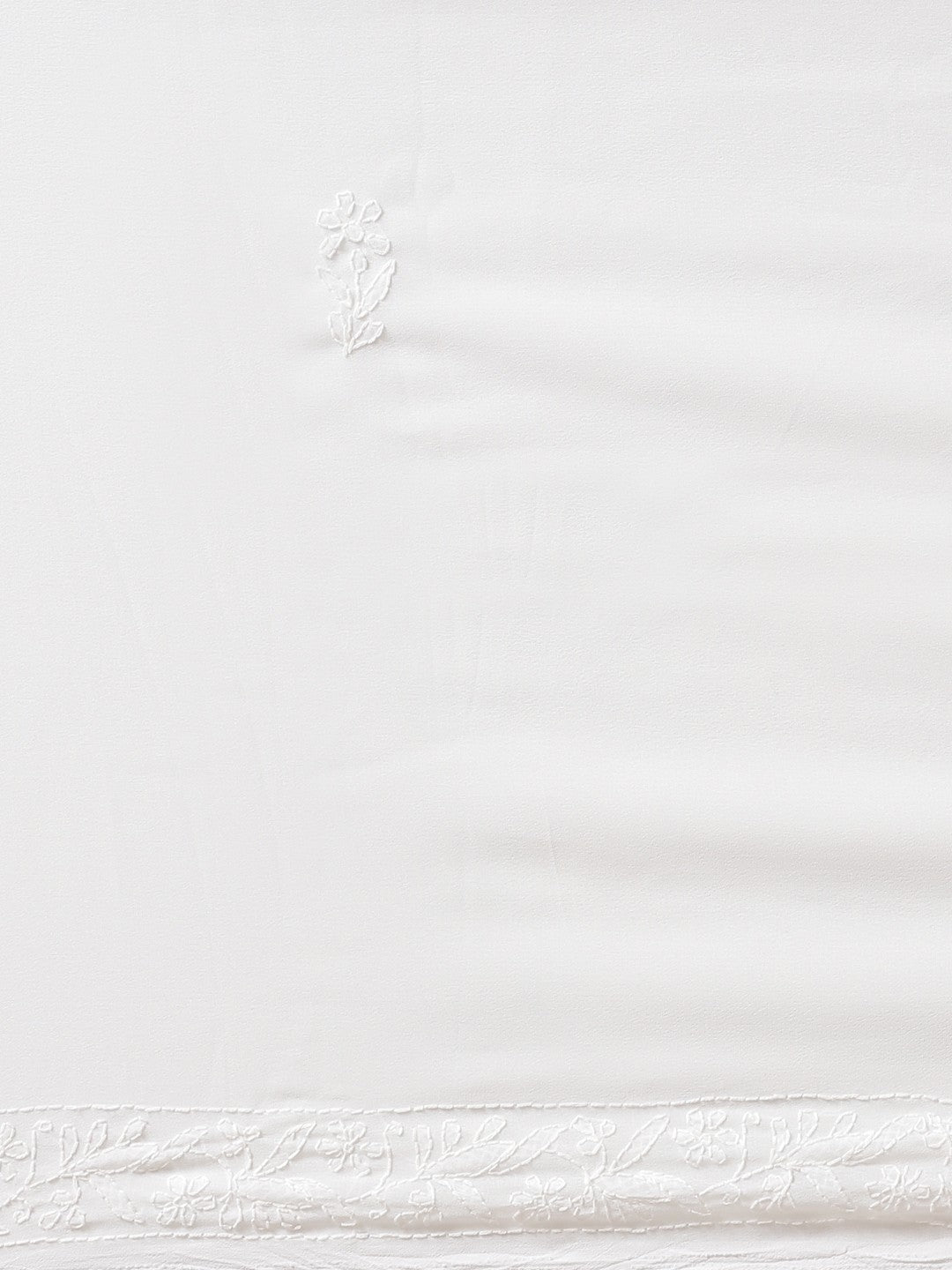 Ada Hand Embroidered White Georgette Lucknow Chikan Saree with Blouse A191787