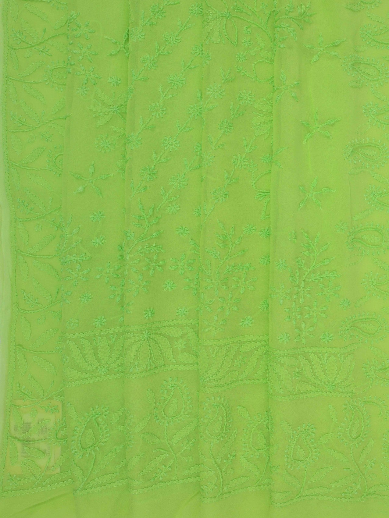 Ada Hand Embroidered Chartreuse Green Georgette Lucknowi Chikankari Saree with Blouse 01A131009